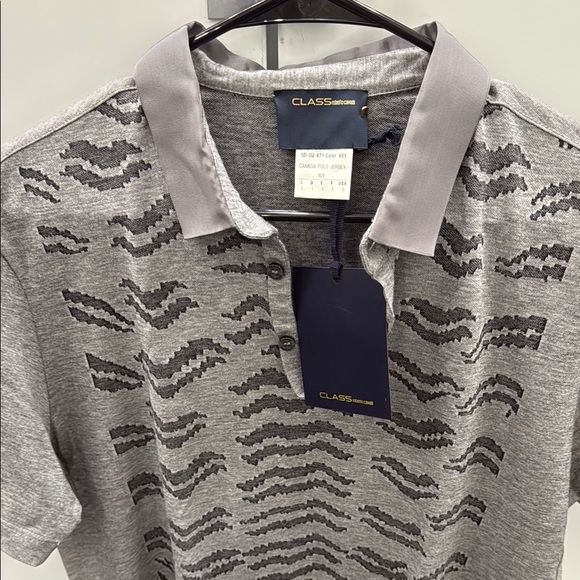 Class by Roberto cavalli Men's Gray Patterned Polo Shirt